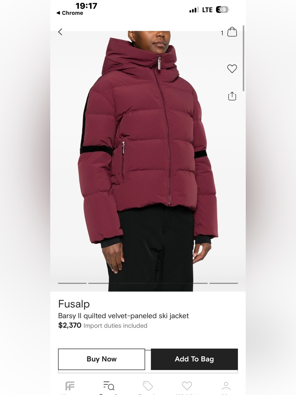 Final Price-No Offers! Fusalp Barsy Velvet-Panel Ski Puffer Down Jacket -Size 36